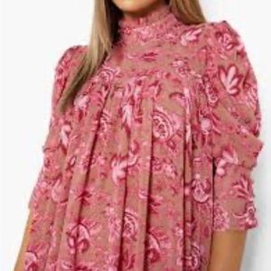 Boohoo Pink Floral Women's Blouse